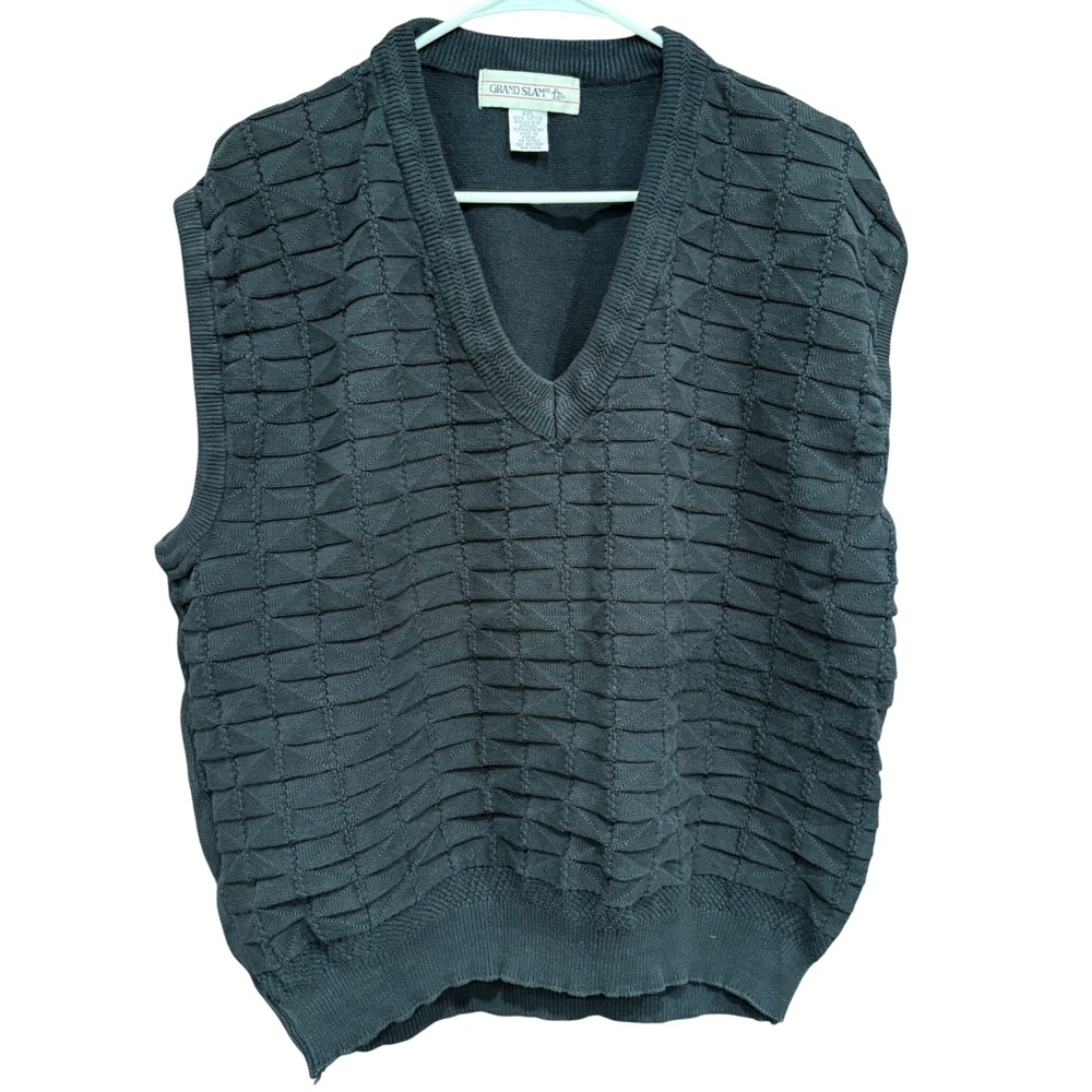 Grand Slam‎ Sweater Vest V Neck Textured Knit Sleeveless Top XXL